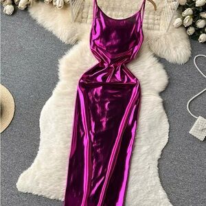 Sleek Pink Satin Dress